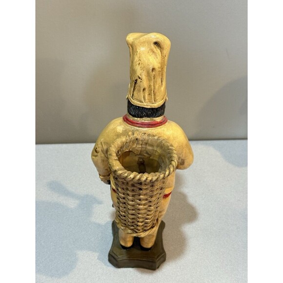 Vintage Fat Chef 12" Italian Chef Figurine Statue Back Basket & Spoon - Picture 4 of 7
